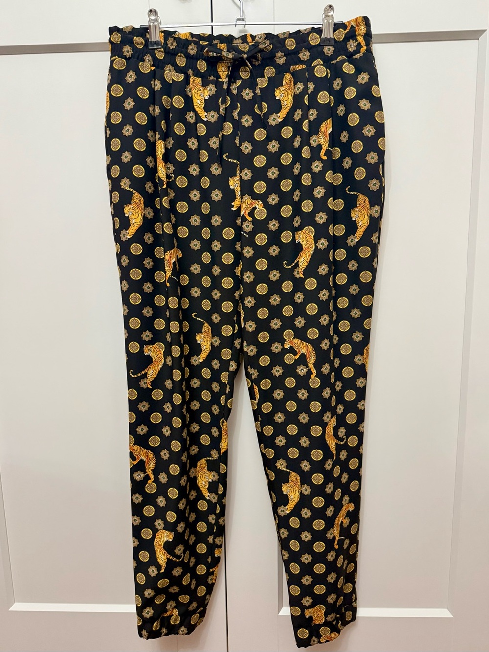 Zara black and gold tiger print jogger pants